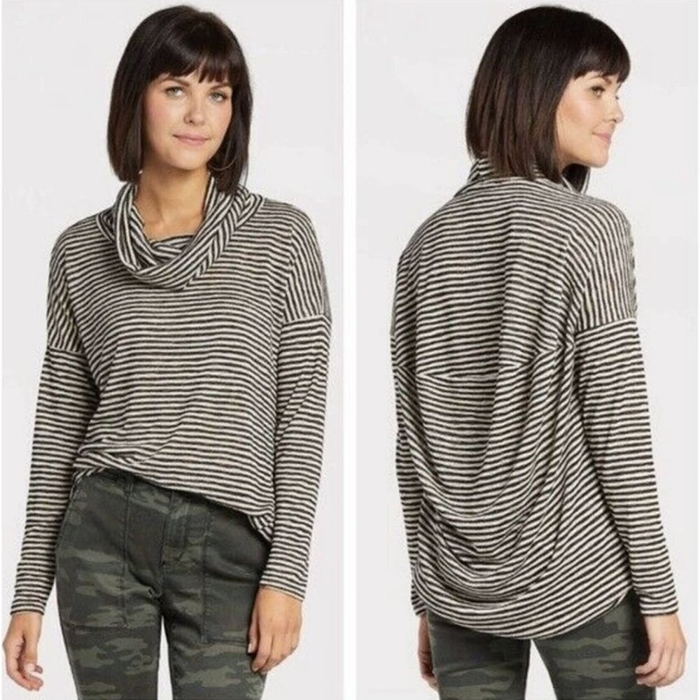 ANTHROPOLOGIE SUNDAY IN BROOKLYN Striped Knit Cowl Neck  M